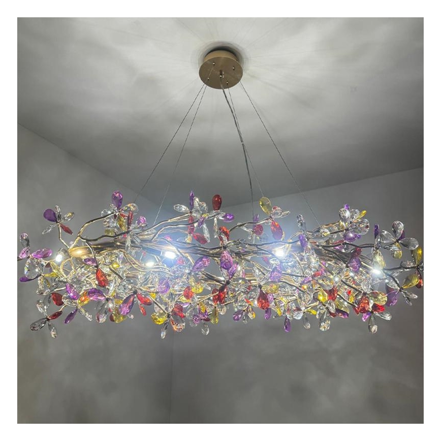 Lysekrone i krystal 16xG9/40W/230V farverig