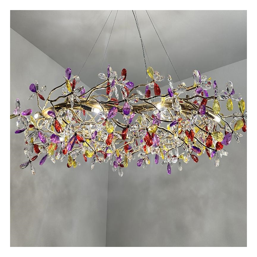 Lysekrone i krystal 16xG9/40W/230V farverig