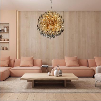 Lysekrone i krystal 24xG9/40W/230V guldfarvet