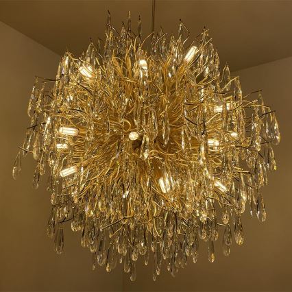 Lysekrone i krystal 24xG9/40W/230V guldfarvet