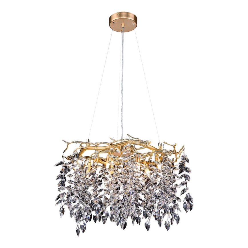 Lysekrone i krystal 9xG9/40W/230V guldfarvet