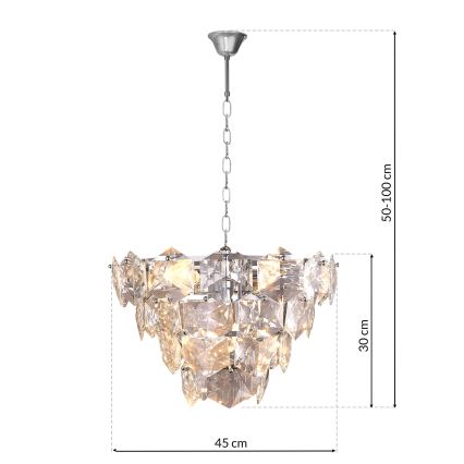Lysekrone i krystal DIANA 6xE14/40W/230V mat krom