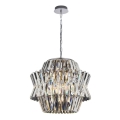Lysekrone i krystal m. kædeophæng CROWN 12xE14/40W/230V skinnende krom