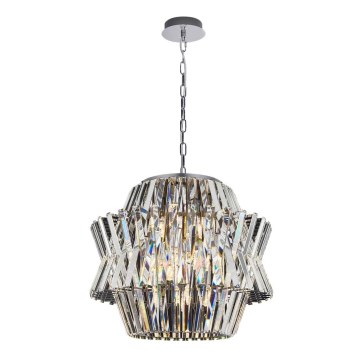 Lysekrone i krystal m. kædeophæng CROWN 12xE14/40W/230V skinnende krom