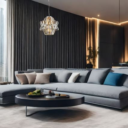 Lysekrone i krystal m. kædeophæng CROWN 4xE14/40W/230V skinnende krom