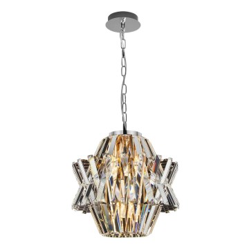 Lysekrone i krystal m. kædeophæng CROWN 4xE14/40W/230V skinnende krom