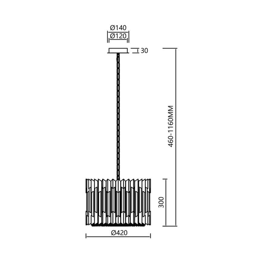 Lysekrone i krystal m. kædeophæng RITZ 7xE14/40W/230V skinnende krom