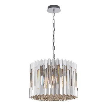 Lysekrone i krystal m. kædeophæng RITZ 7xE14/40W/230V skinnende krom