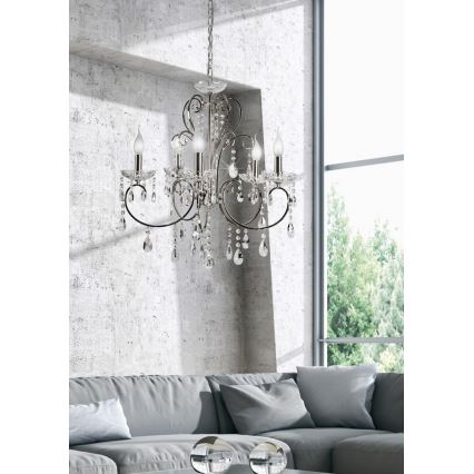 Lysekrone i kæde AURORA 5xE14/40W/230V