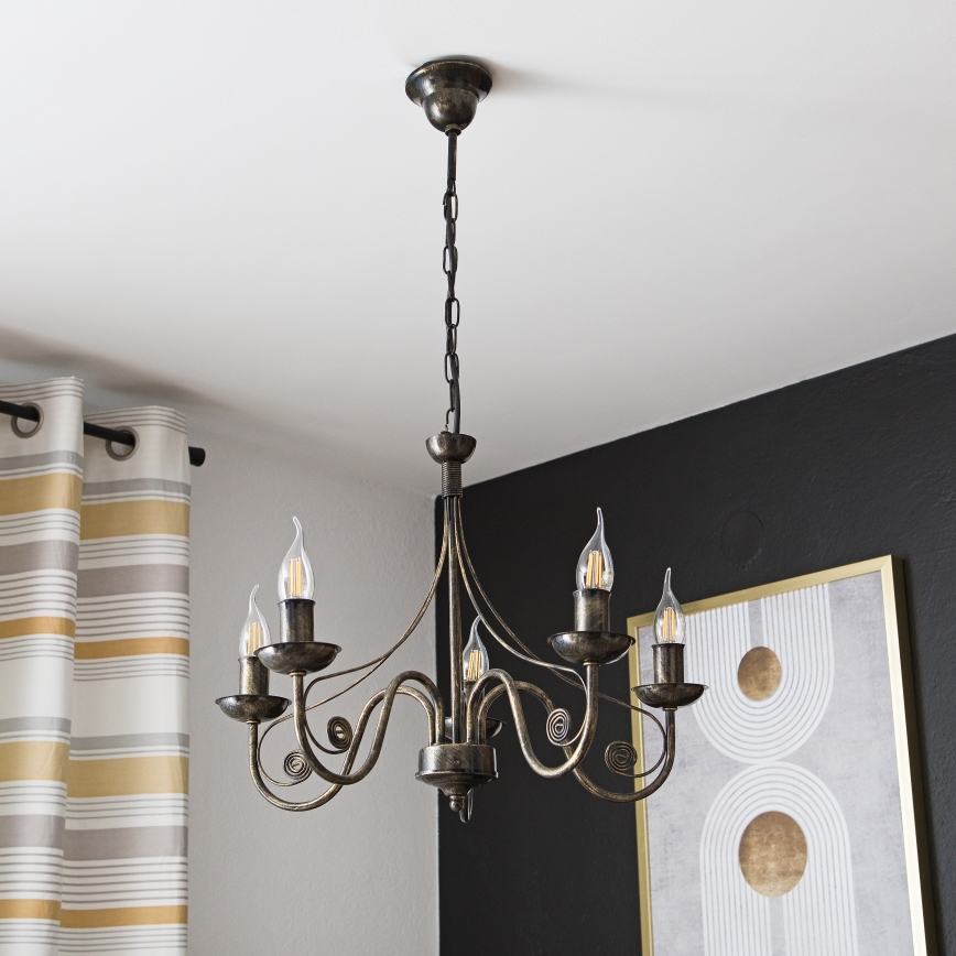 Lysekrone i kæde DONATO 5xE14/40W/230V