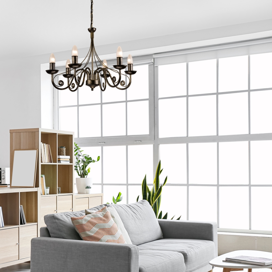 Lysekrone i kæde DONATO 6xE14/40W/230V