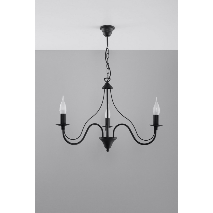 Lysekrone i kæde MINERWA 3 3xE14/40W/230V antik sort