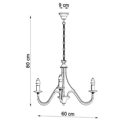 Lysekrone i kæde MINERWA 3 3xE14/40W/230V antik sort