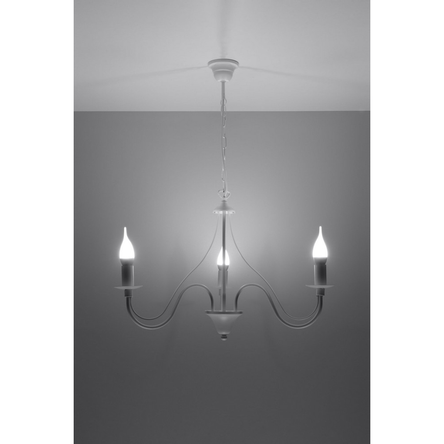 Lysekrone i kæde MINERWA 3 3xE14/40W/230V hvid