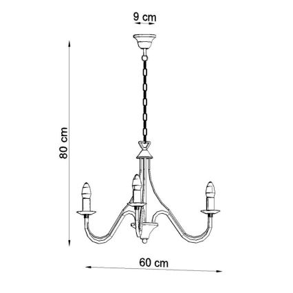 Lysekrone i kæde MINERWA 3 3xE14/40W/230V hvid