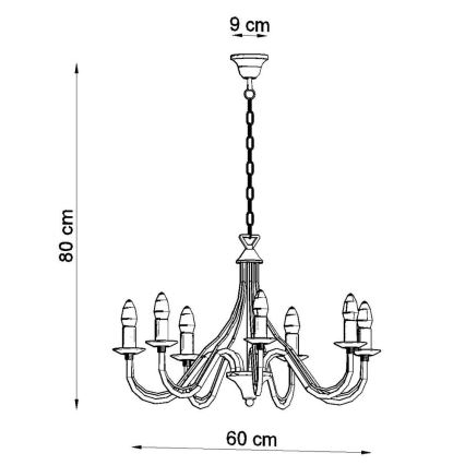 Lysekrone i kæde MINERWA 7 7xE14/40W/230V antik sort