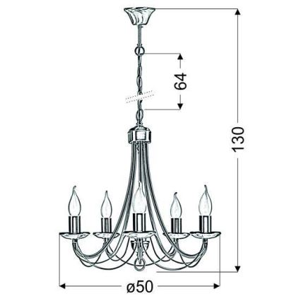 Lysekrone i kæde MUZA 5xE14/40W/230V