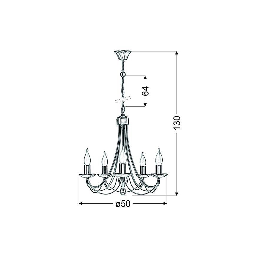 Lysekrone i kæde MUZA 5xE14/40W/230V