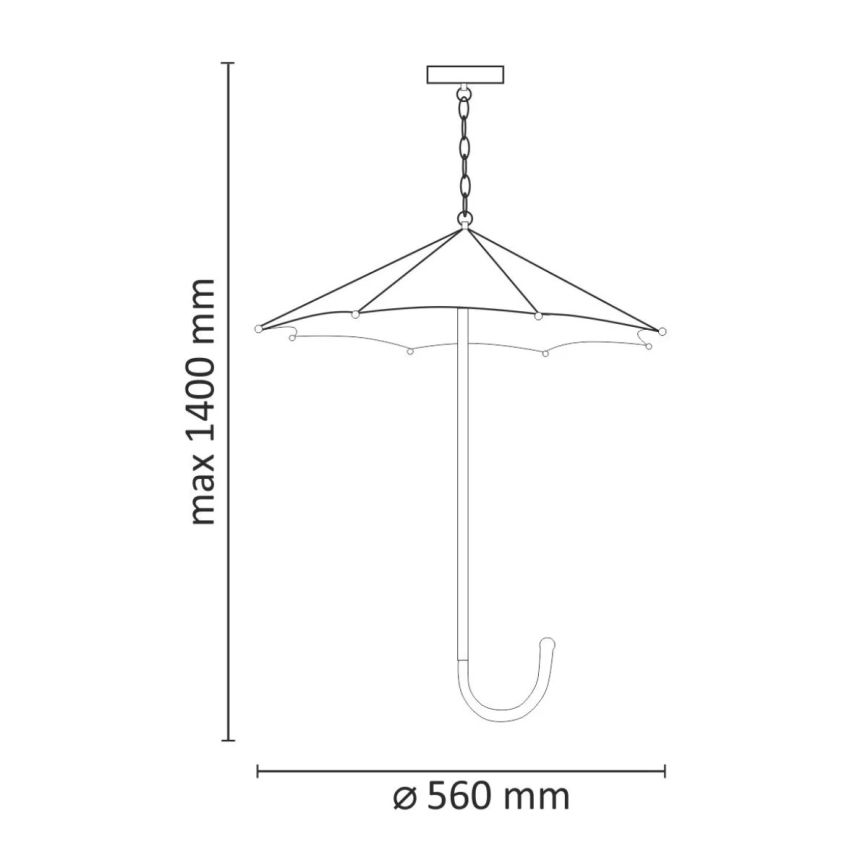 Lysekrone i kæde PARASOL 3xE27/20W/230V