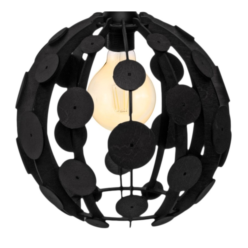Lysekrone i snor GAIA 1xE27/60W/230V sort Ø 18 cm