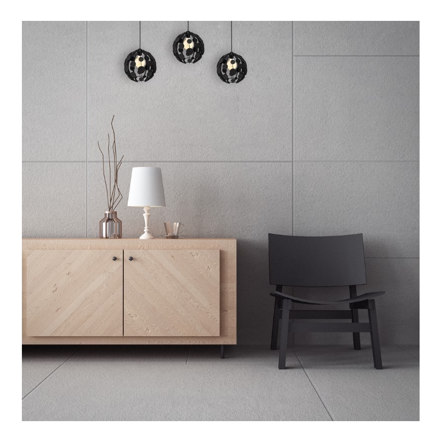 Lysekrone i snor GAIA 3xE27/60W/230V sort/brun