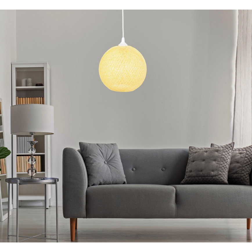 Lysekrone i snor JUTE 1xE27/60W/230V gul