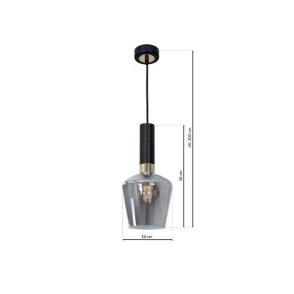 Lysekrone i snor ROMA BLACK 1xE27/60W/230V