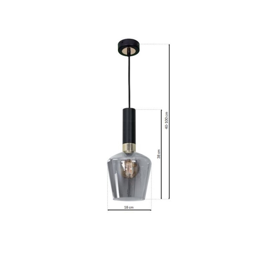 Lysekrone i snor ROMA BLACK 1xE27/60W/230V