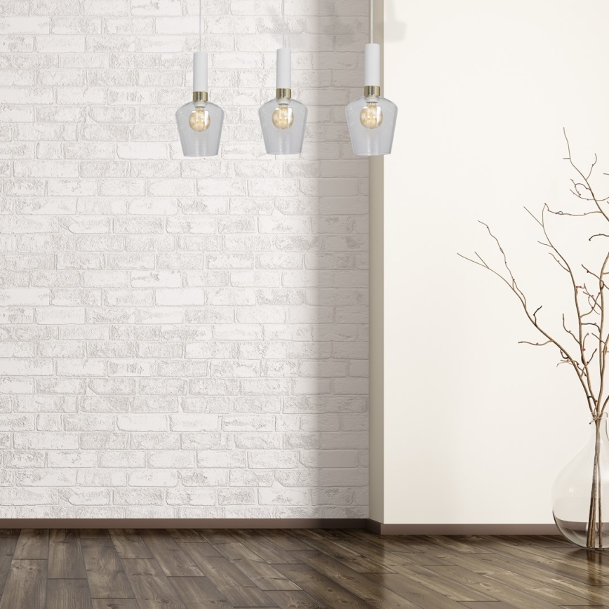 Lysekrone i snor ROMA WHITE 3xE27/60W/230V