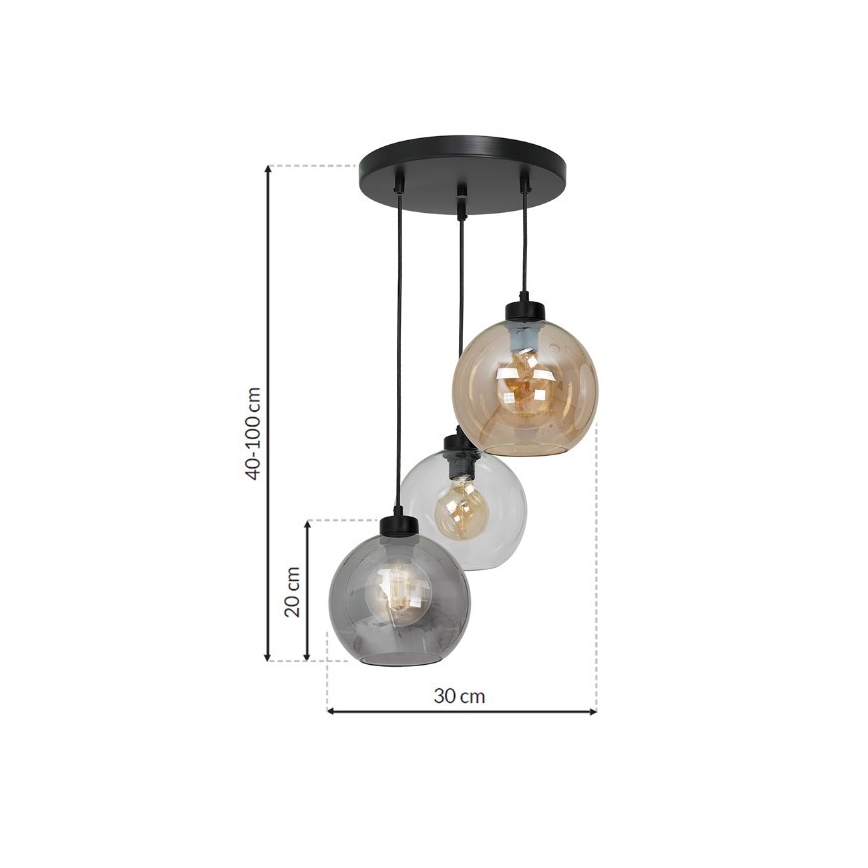 Lysekrone i snor SOFIA 3xE27/60W/230V blandet