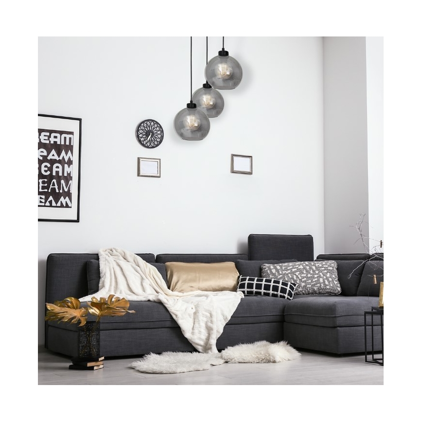 Lysekrone i snor SOFIA 3xE27/60W/230V sort