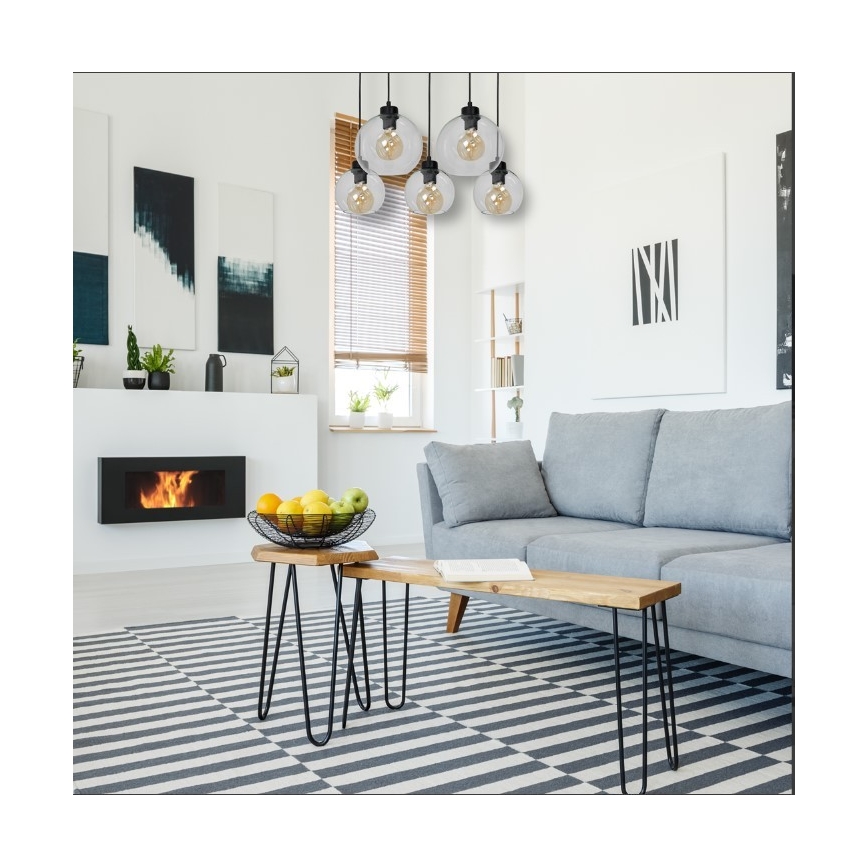 Lysekrone i snor SOFIA 5xE27/60W/230V klar