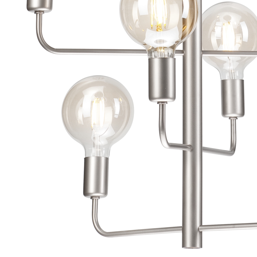 Lysekrone m. kædeophæng ORLANDO 8xE27/60W/230V sølvfarvet