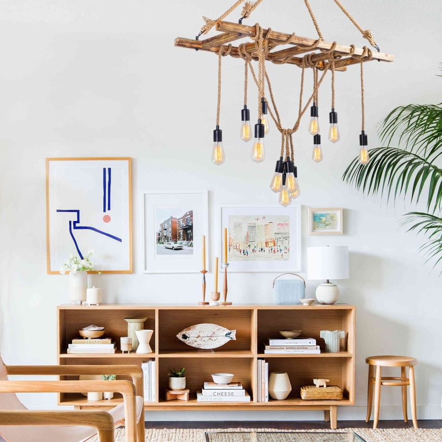 Lysekrone med kabel EREBOS 12xE27/40W/230V brun