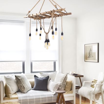 Lysekrone med kabel EREBOS 12xE27/40W/230V brun