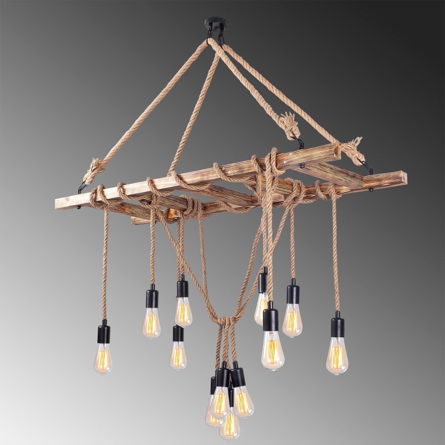 Lysekrone med kabel EREBOS 12xE27/40W/230V brun