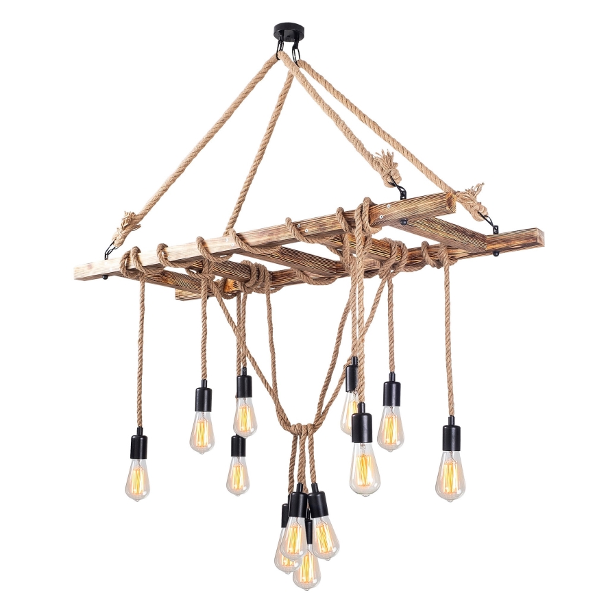 Lysekrone med kabel EREBOS 12xE27/40W/230V brun