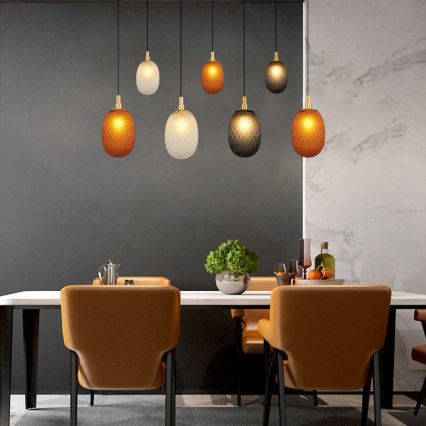 Lysekrone med kabelophæng CACTUS 7xG9/5W/230V kobber/grå/hvid