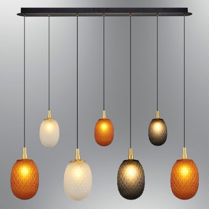 Lysekrone med kabelophæng CACTUS 7xG9/5W/230V kobber/grå/hvid