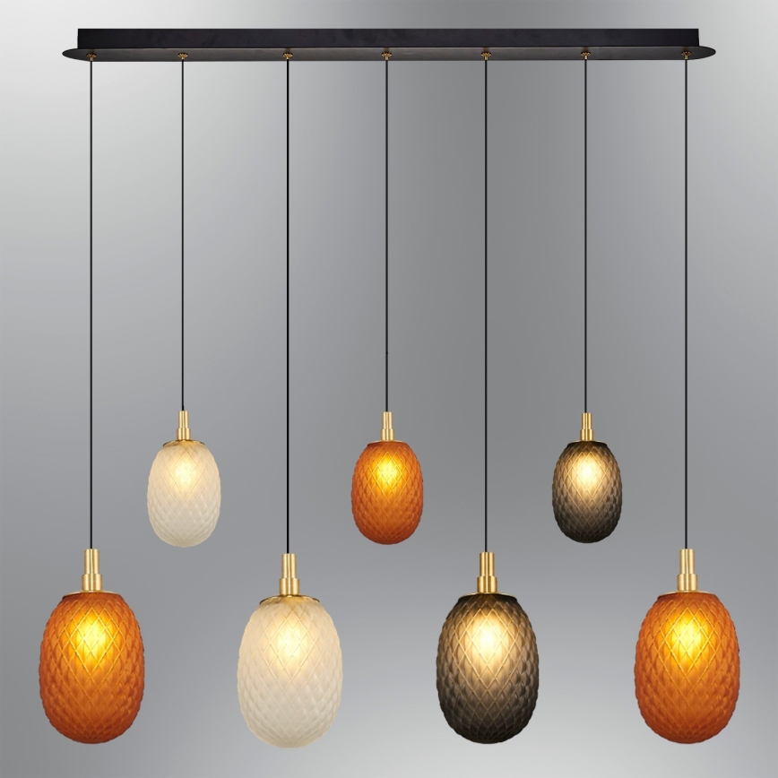 Lysekrone med kabelophæng CACTUS 7xG9/5W/230V kobber/grå/hvid