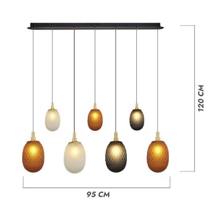 Lysekrone med kabelophæng CACTUS 7xG9/5W/230V kobber/grå/hvid