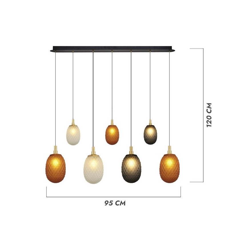 Lysekrone med kabelophæng CACTUS 7xG9/5W/230V kobber/grå/hvid