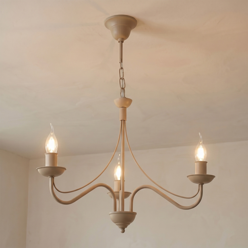 Lysekrone med kæde ANTON 3xE14/60W/230V beige