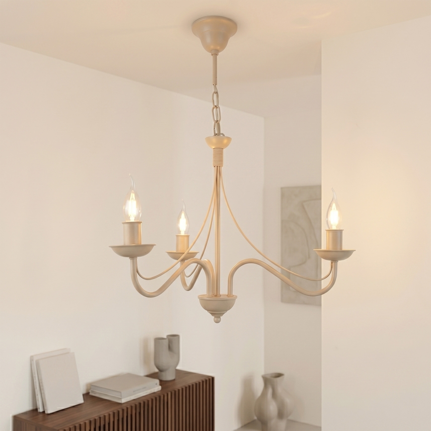 Lysekrone med kæde ANTON 3xE14/60W/230V beige