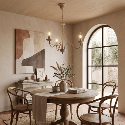 Lysekrone med kæde ANTON 3xE14/60W/230V beige