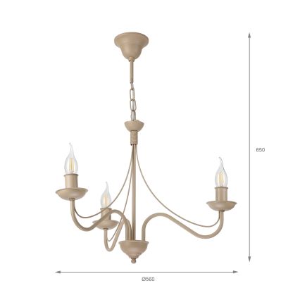 Lysekrone med kæde ANTON 3xE14/60W/230V beige
