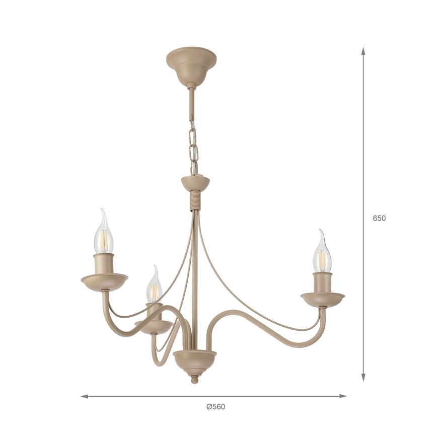 Lysekrone med kæde ANTON 3xE14/60W/230V beige