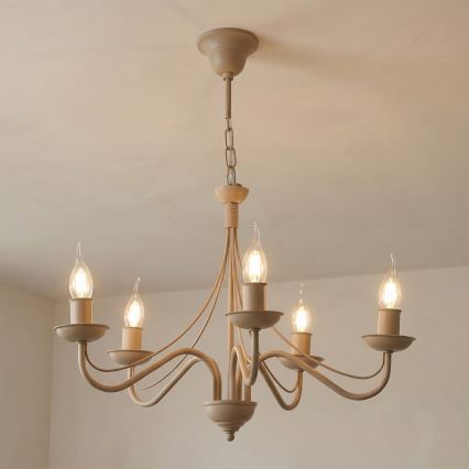 Lysekrone med kæde ANTON 5xE14/60W/230V beige