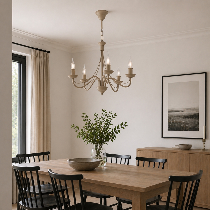 Lysekrone med kæde ANTON 5xE14/60W/230V beige