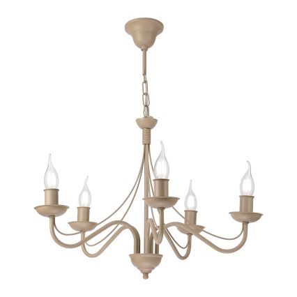 Lysekrone med kæde ANTON 5xE14/60W/230V beige